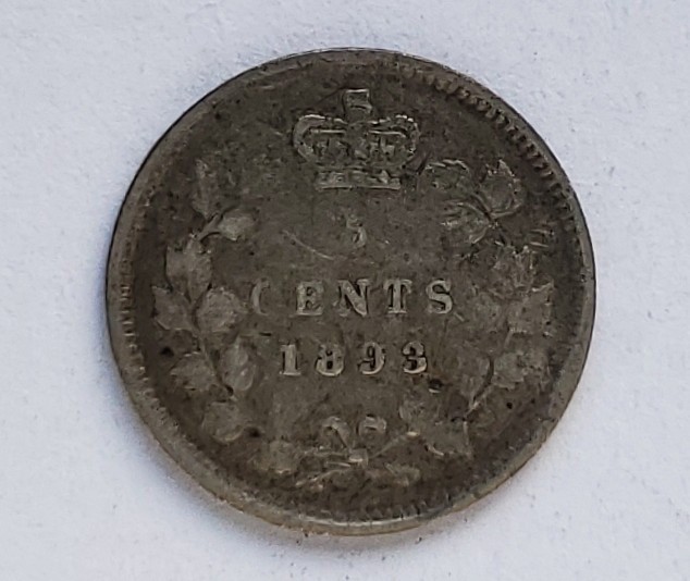 1893 CANADA SILVER 5 CENTS - F12 - QUEEN VICTORIA FIVE CENTS