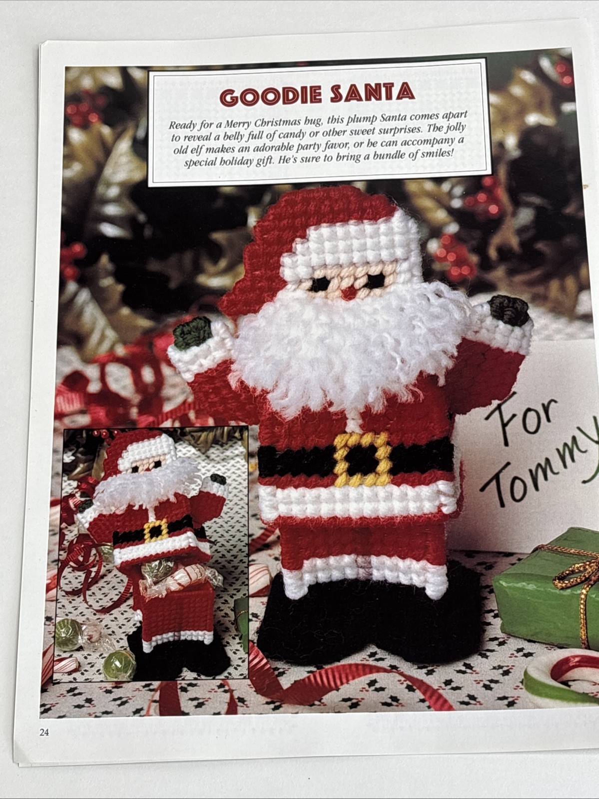 Goddie Santa Treat Holder Plastic Canvas Pattern Pages From Book