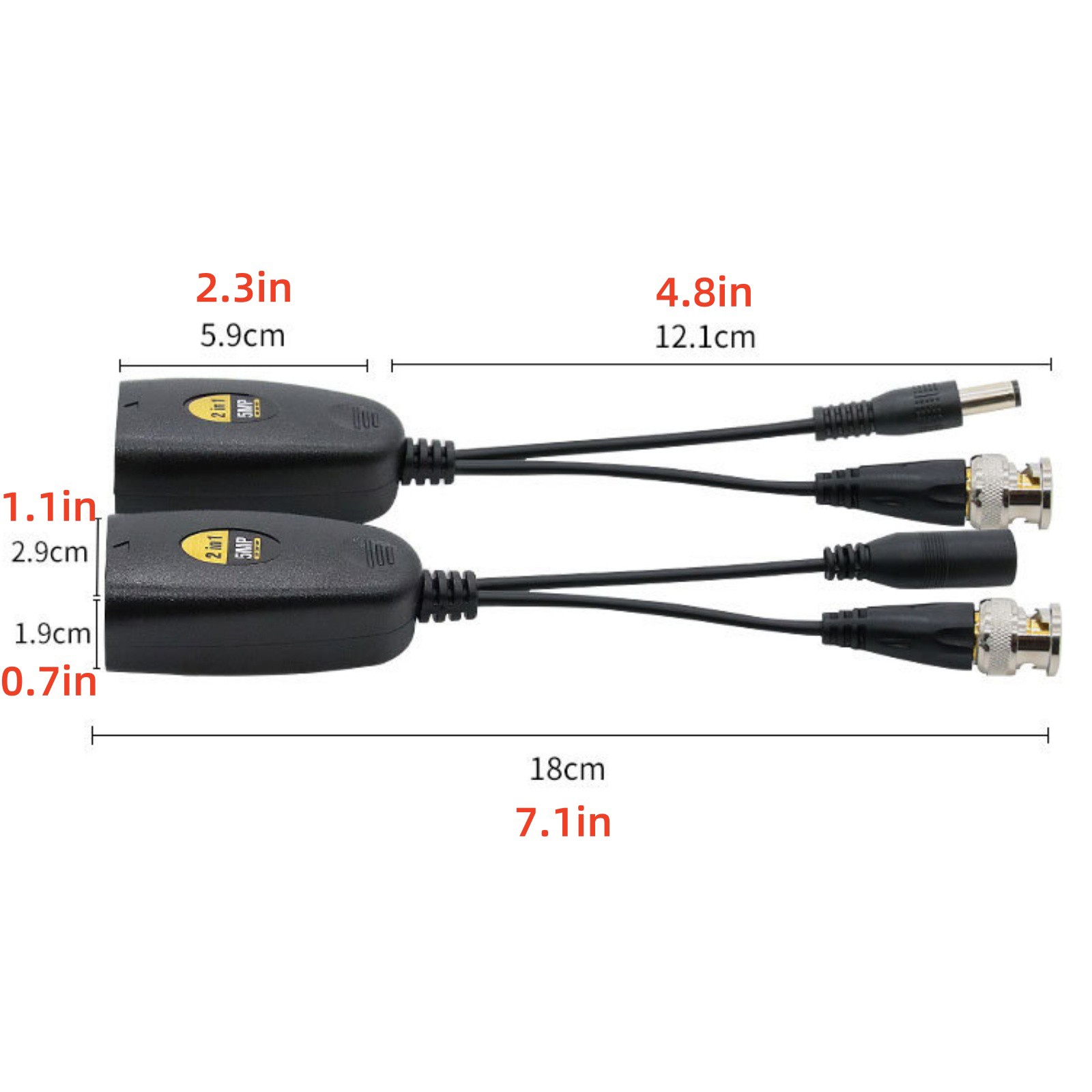 Thunder-Proof Level 3 BNC To POE Adapter Balun Connector For Surveillance