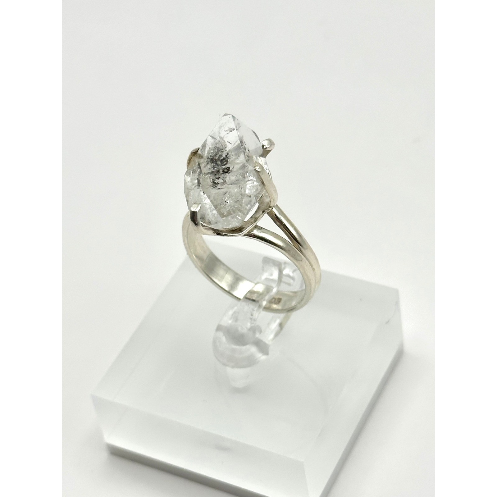 Raw Herkimer Diamond Sterling Silver Ring Size 9