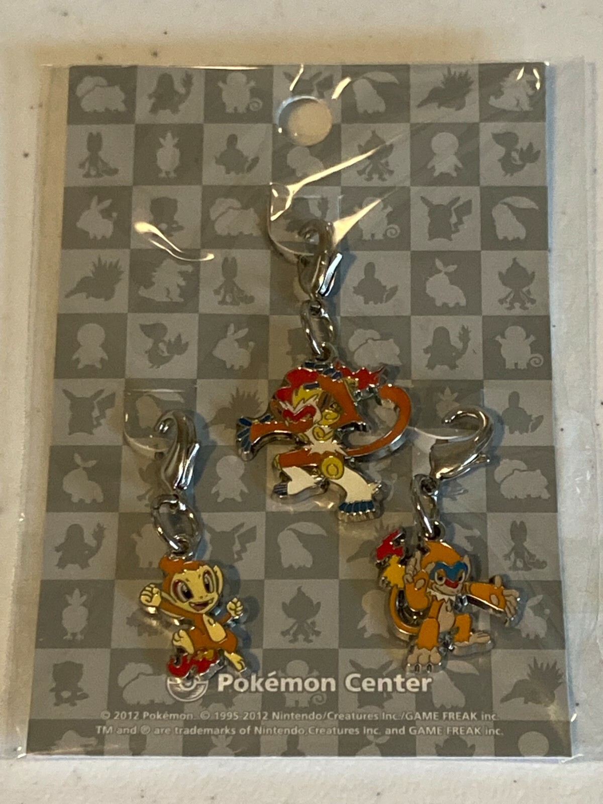 Pokemon Center Chimchar Monferno Infernape Metal Keychain Charm Clip New Sealed