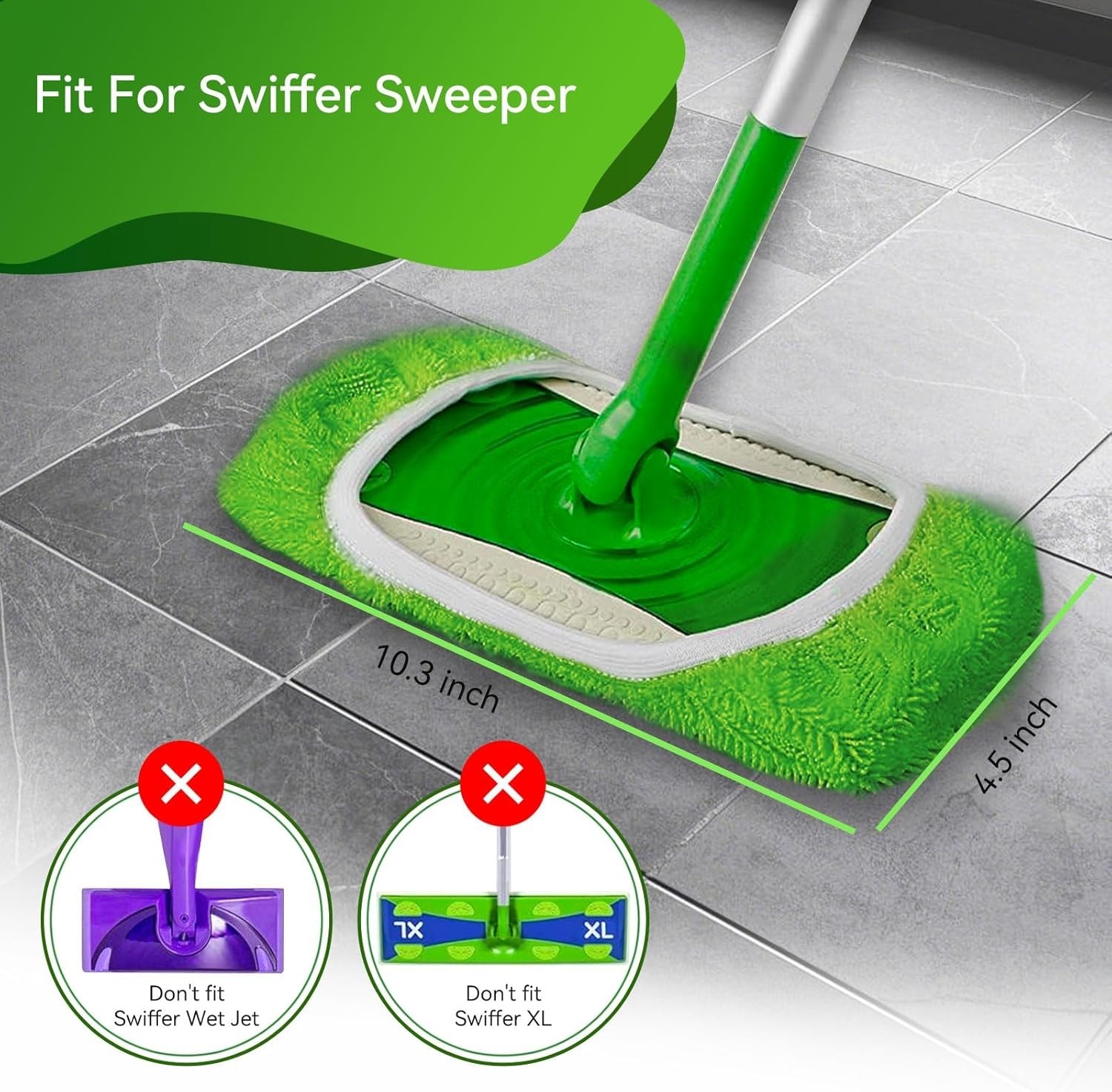 3 Pack Microfiber Mop Pads Compatible With Swiffer Sweeper Washable Refill