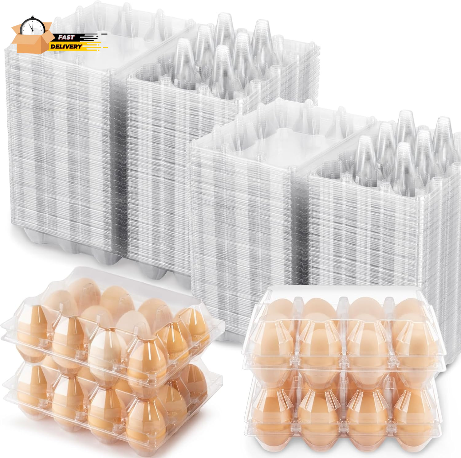 100 Packs Egg Cartons Cheap Bulk,Plastic for 12 Eggs, Clear Egg Cartons 3 * 4 G