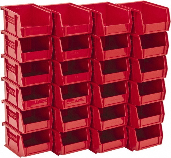 24 Pack Quantum Storage QUS210 Red Stack & Hang Bins 4-1/8" W x 5-3/8" D x 3" H