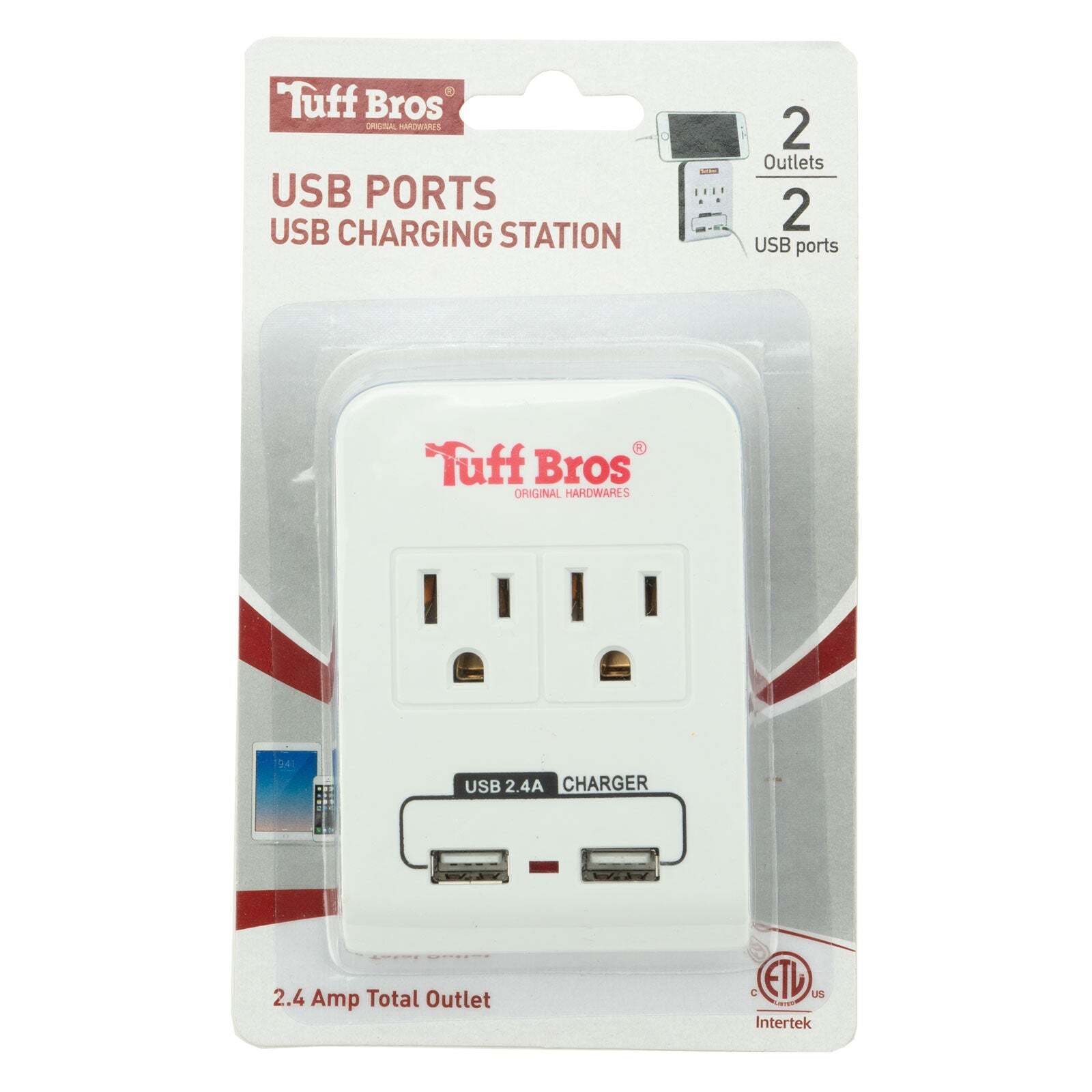 Tuff Bros USB Charging Station 2 Outlets & 2 USB Ports, ETL Listed