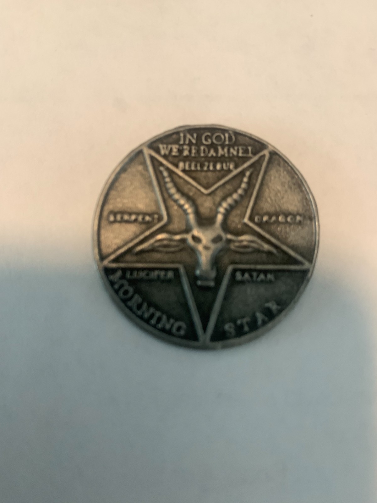 Lucifer Morning Star 3D Coin, Lucifer Pentecostal Coin Zinc, 2 Sided good/evil