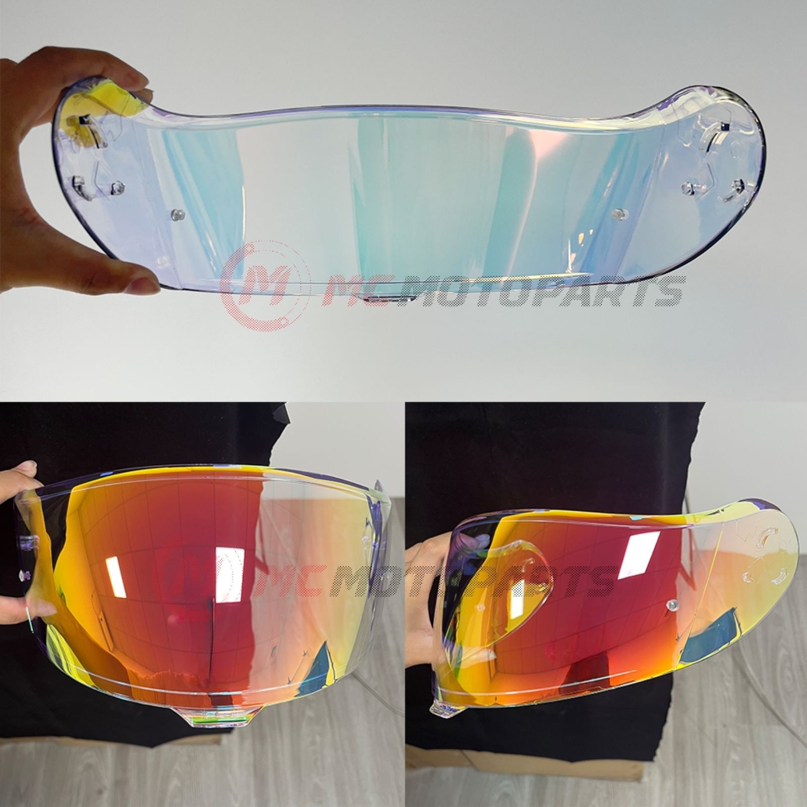 CNS-3C Day/Night Helmet Visor Shield Clear Red With Pins Fits Shoei Neotec 3