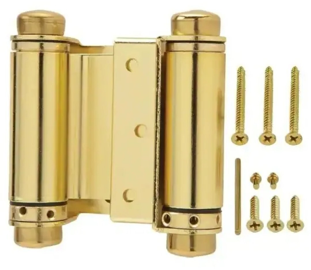 Everbilt 683221 DOUBLE ACTION 3" SPRING HINGE, BRASS FINISH 683 221, BRAND NEW