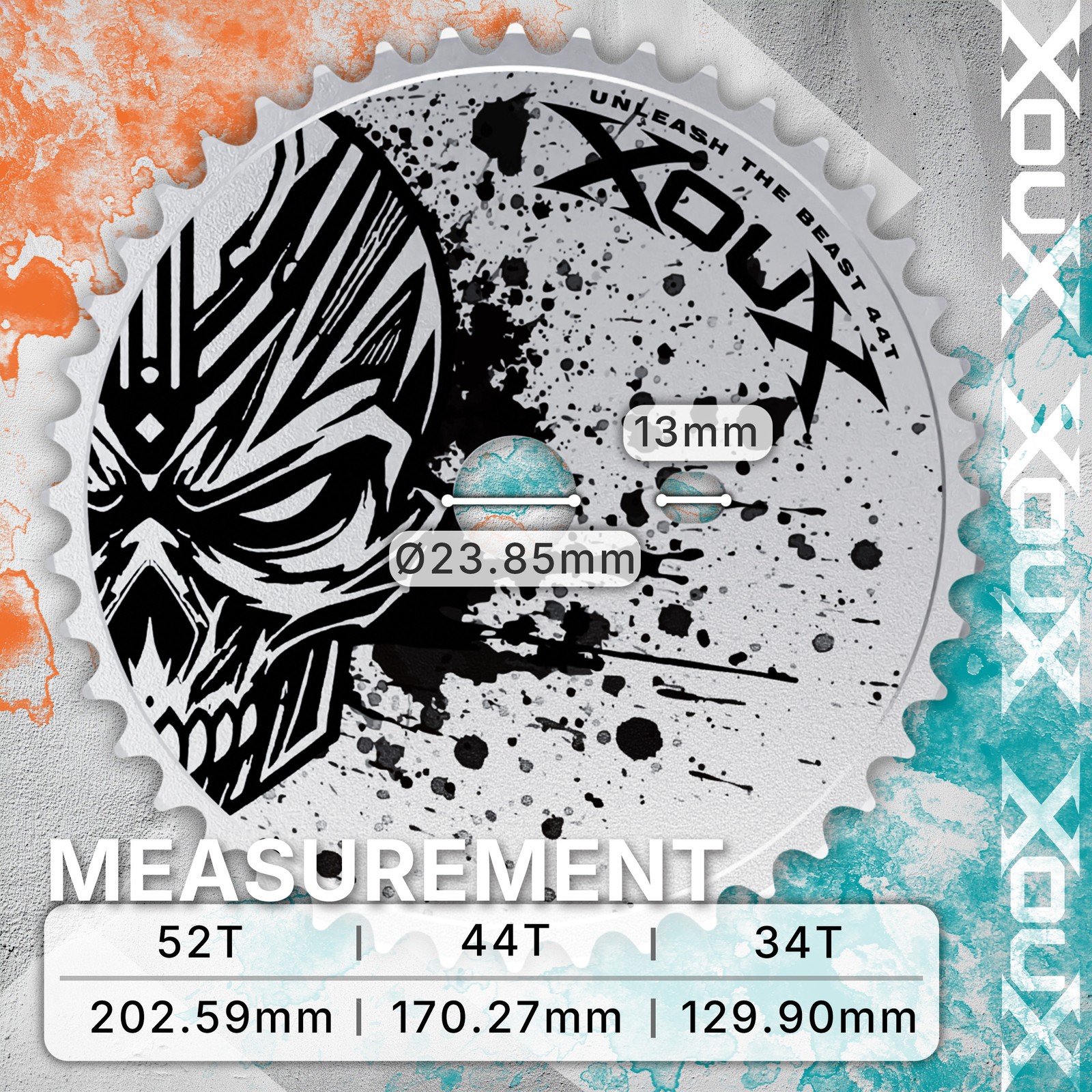 XOUX Raven BMX Chainring 52T Skull, Silver