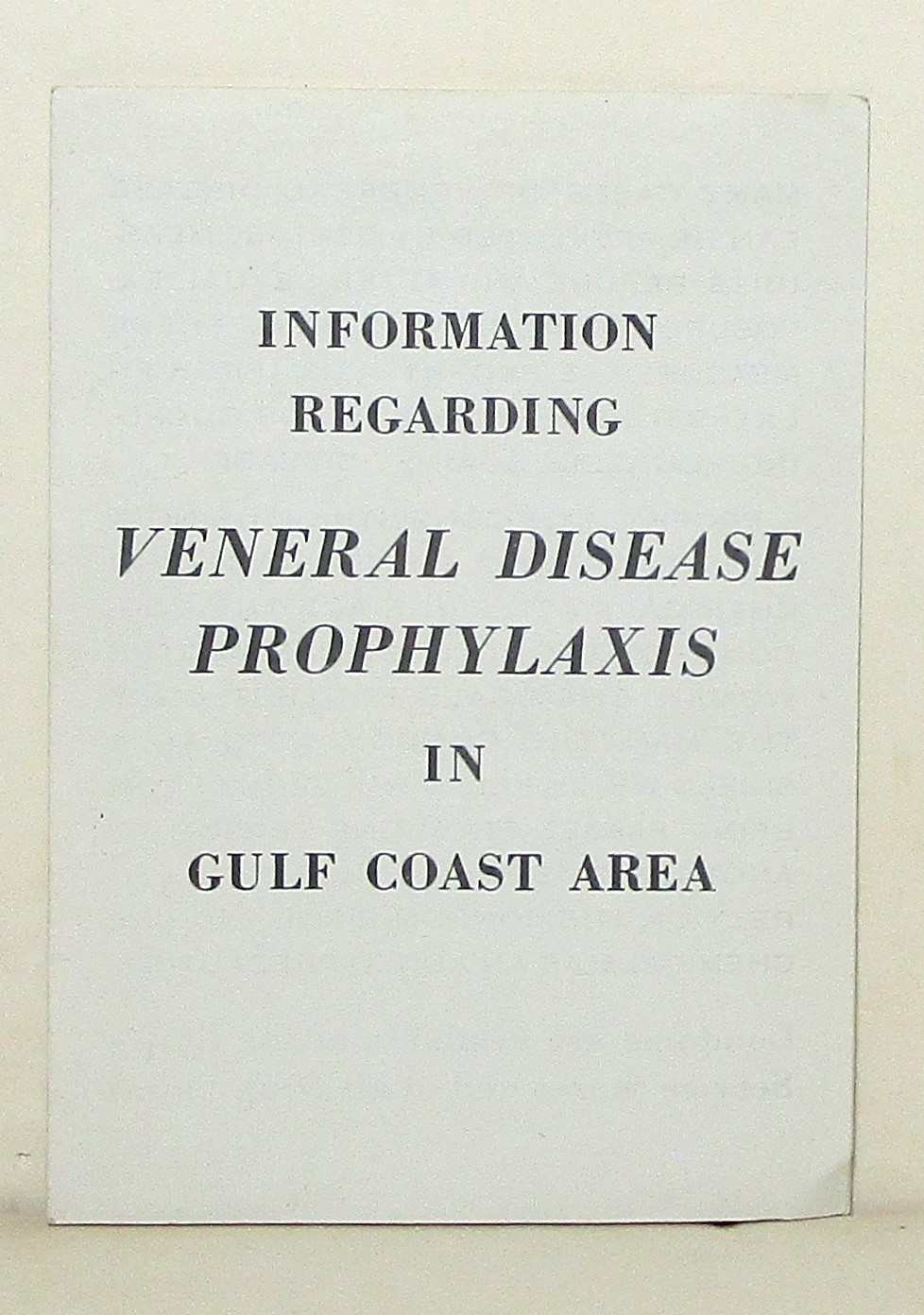 WWII Venereal Disease in Gulf Coast Area pamphlet, U.S. Navy