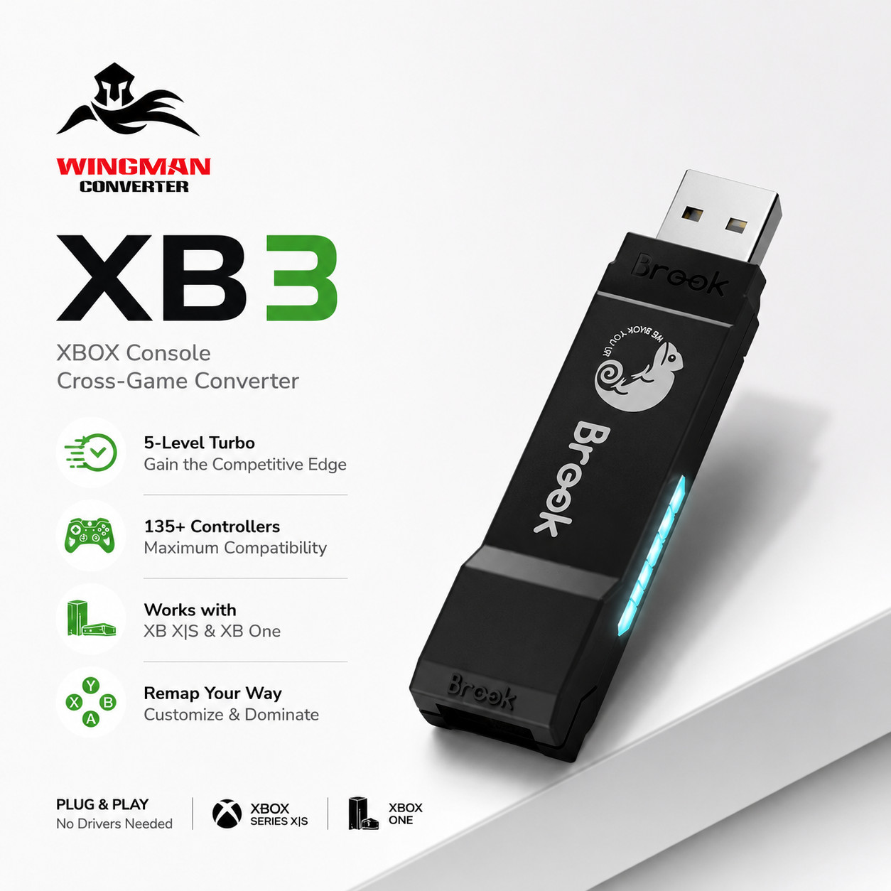 Brook Wingman XB3 Wireless Adapter Xbox Series X/S One PC Use PS5 Controllers