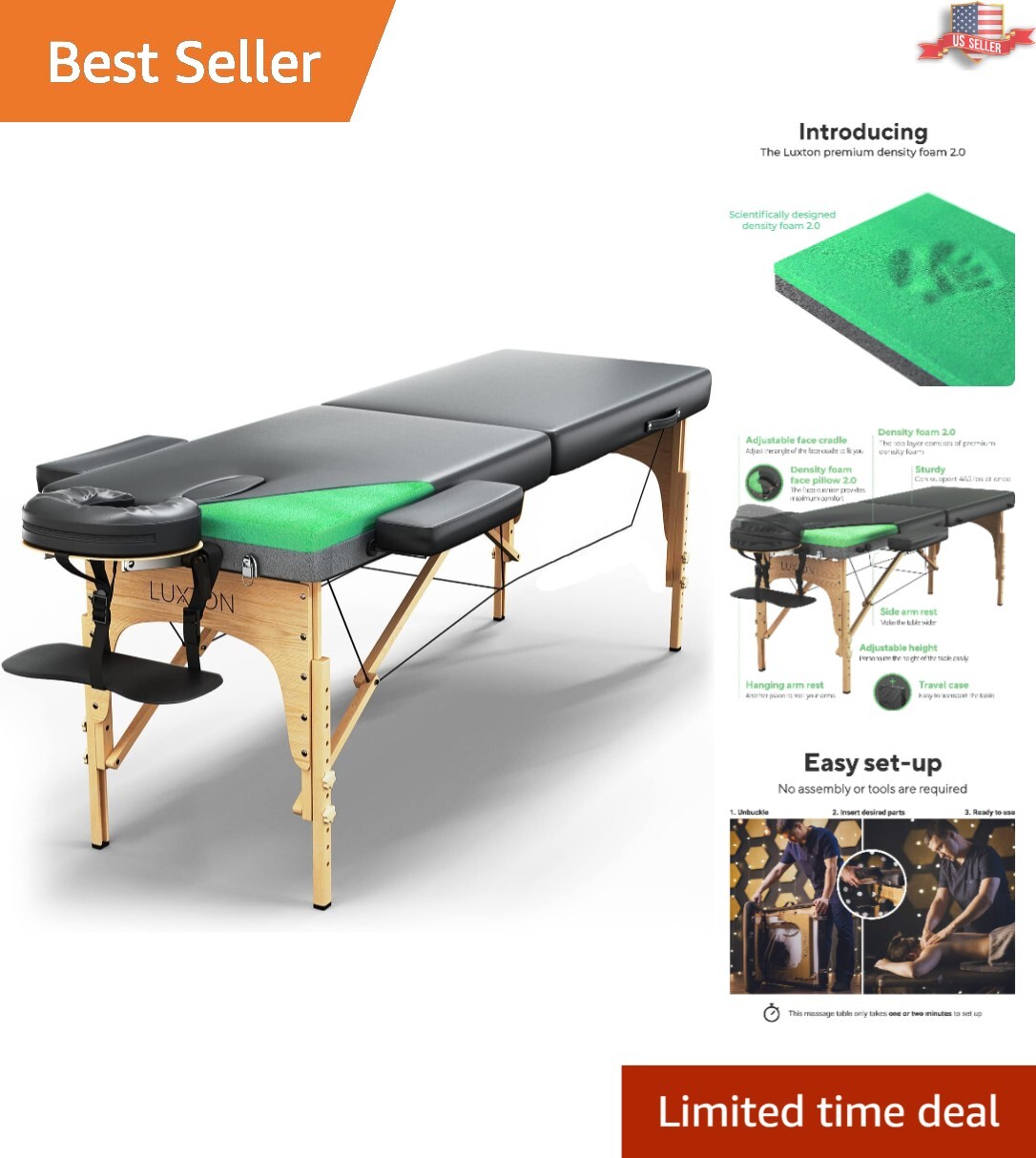 Lightweight & Foldable Massage Table with Face Hole - Portable Wellness Solution