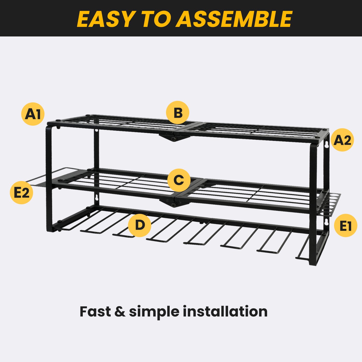 Power Tool Organizer Wall Mounted Power Tool Rack for 7 Drill Cordless Storage