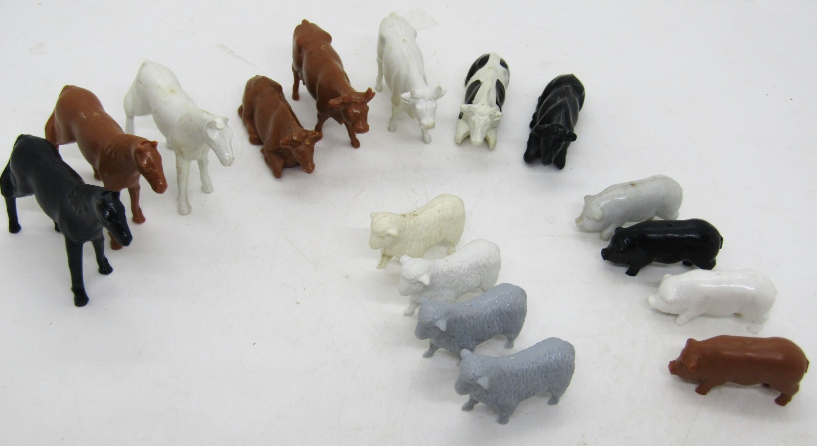 Vintage Plasticville Barnyard Animal Set in Original Box. Set of 16.