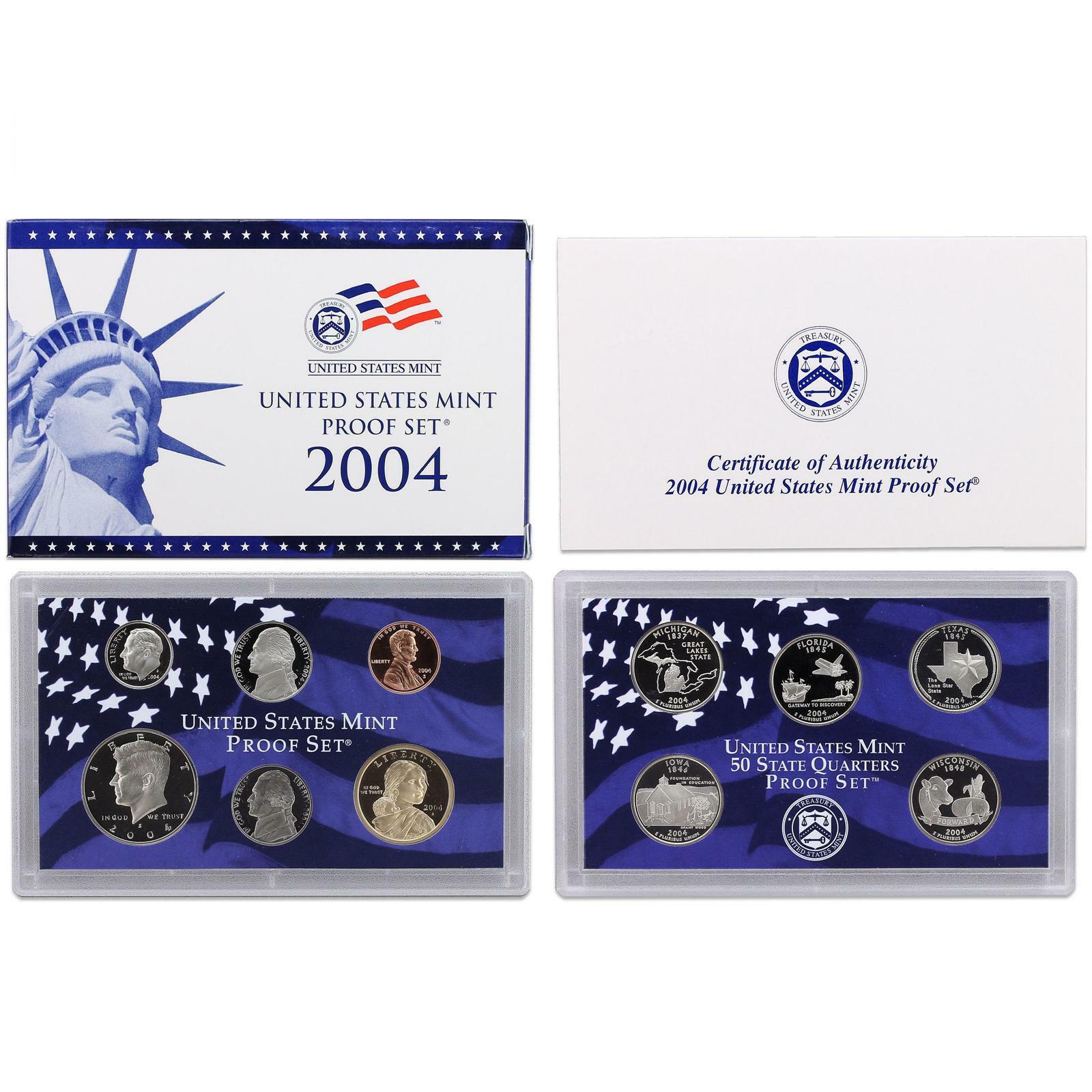 2004 S Proof Set Original Box & COA 11 Coins CN-Clad