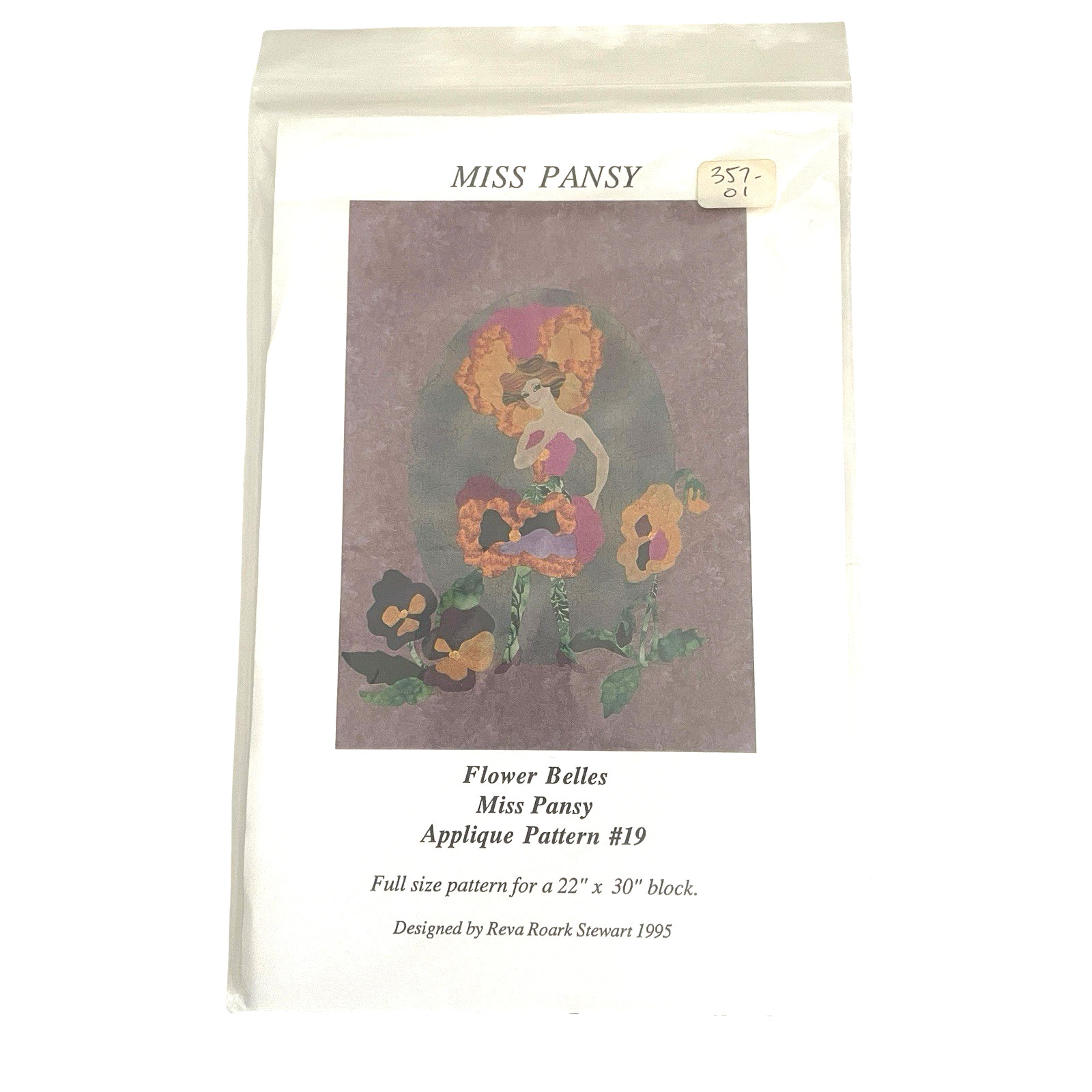 Reva Roark Stewart Applique PATTERN 19 Miss Pansy Flower Belles