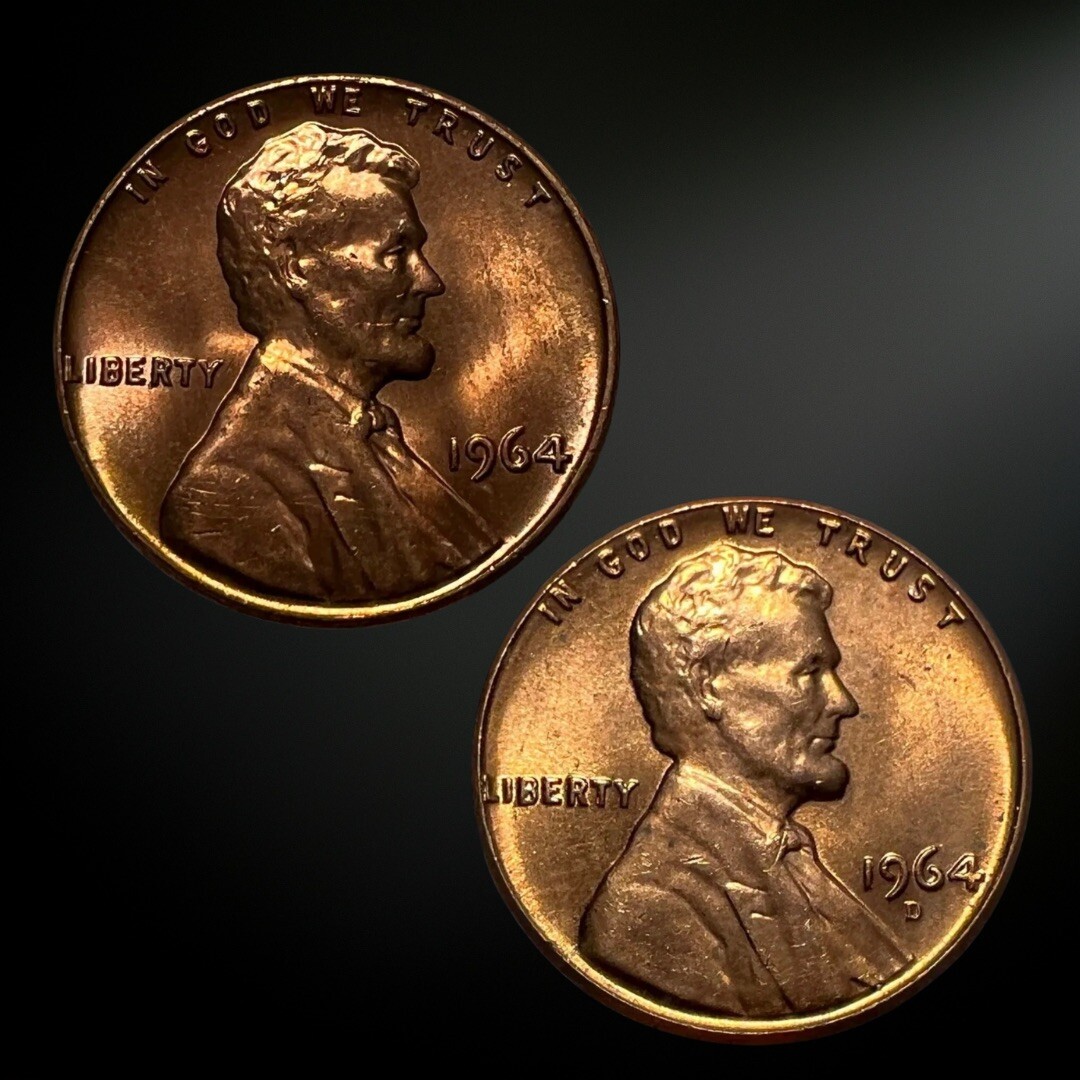 1964 P D Lincoln Memorial Cent BU 2 Coin Set Brilliant Uncirculated