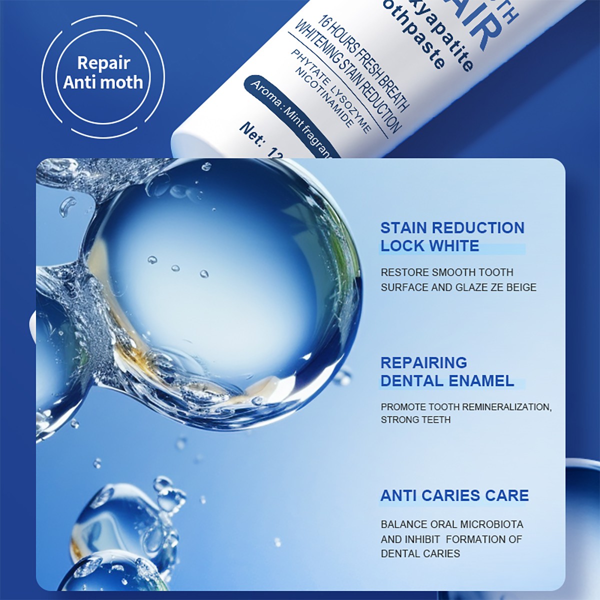 7.5% Hydroxyapatite Toothpaste Remove Yellow Tooth Stains For Sensitive Teeth