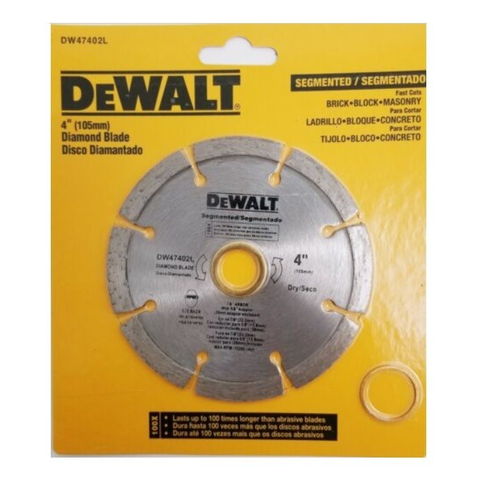 DEWALT 4" Segmented Diamond Blade Turbo DW47402L Dry Cutting 7/8" & 5/8" Arbor