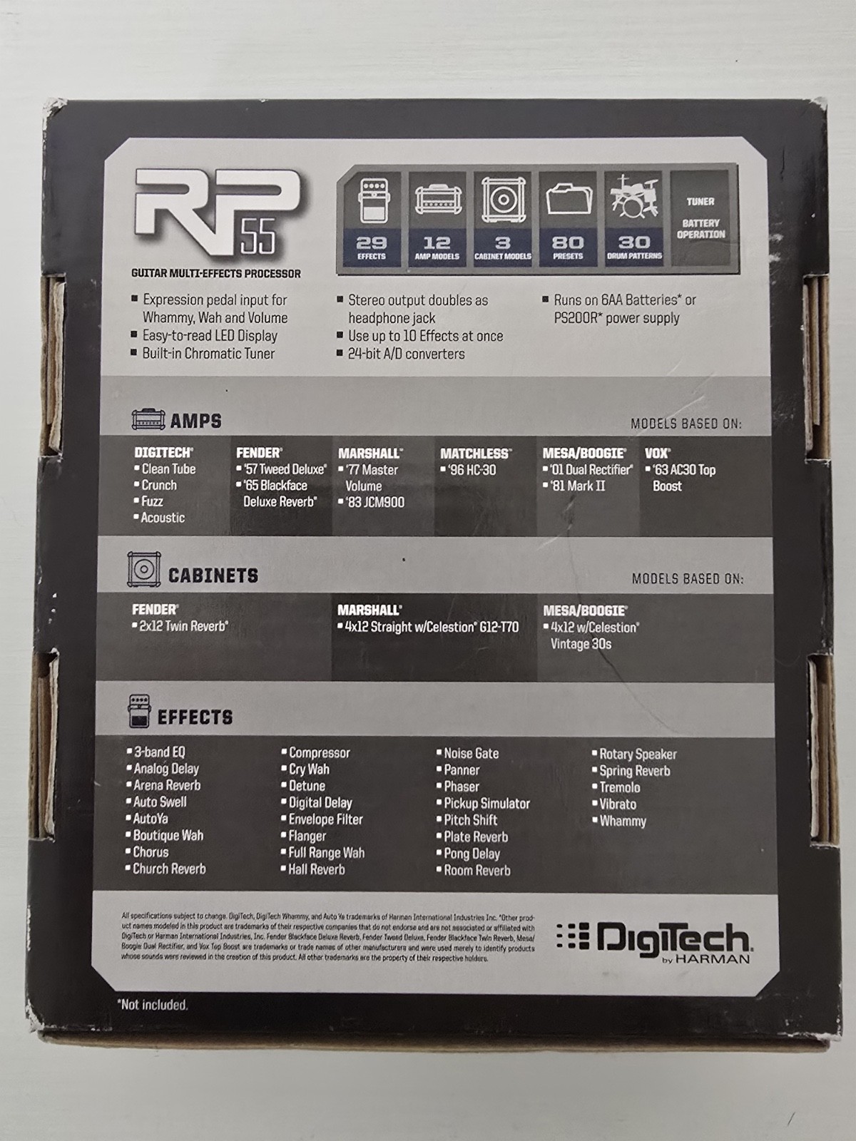 Digitech RP55 Multi-Effects Pedal - with Power Supply