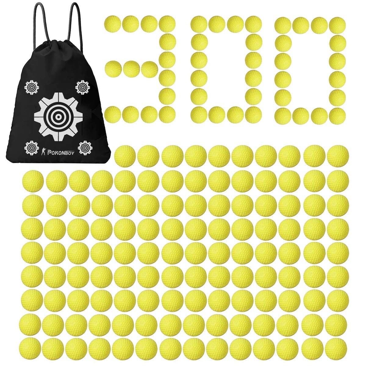 Pokonboy 300 Rounds Refill Pack Balls Ammo Compatible With Nerf Rival