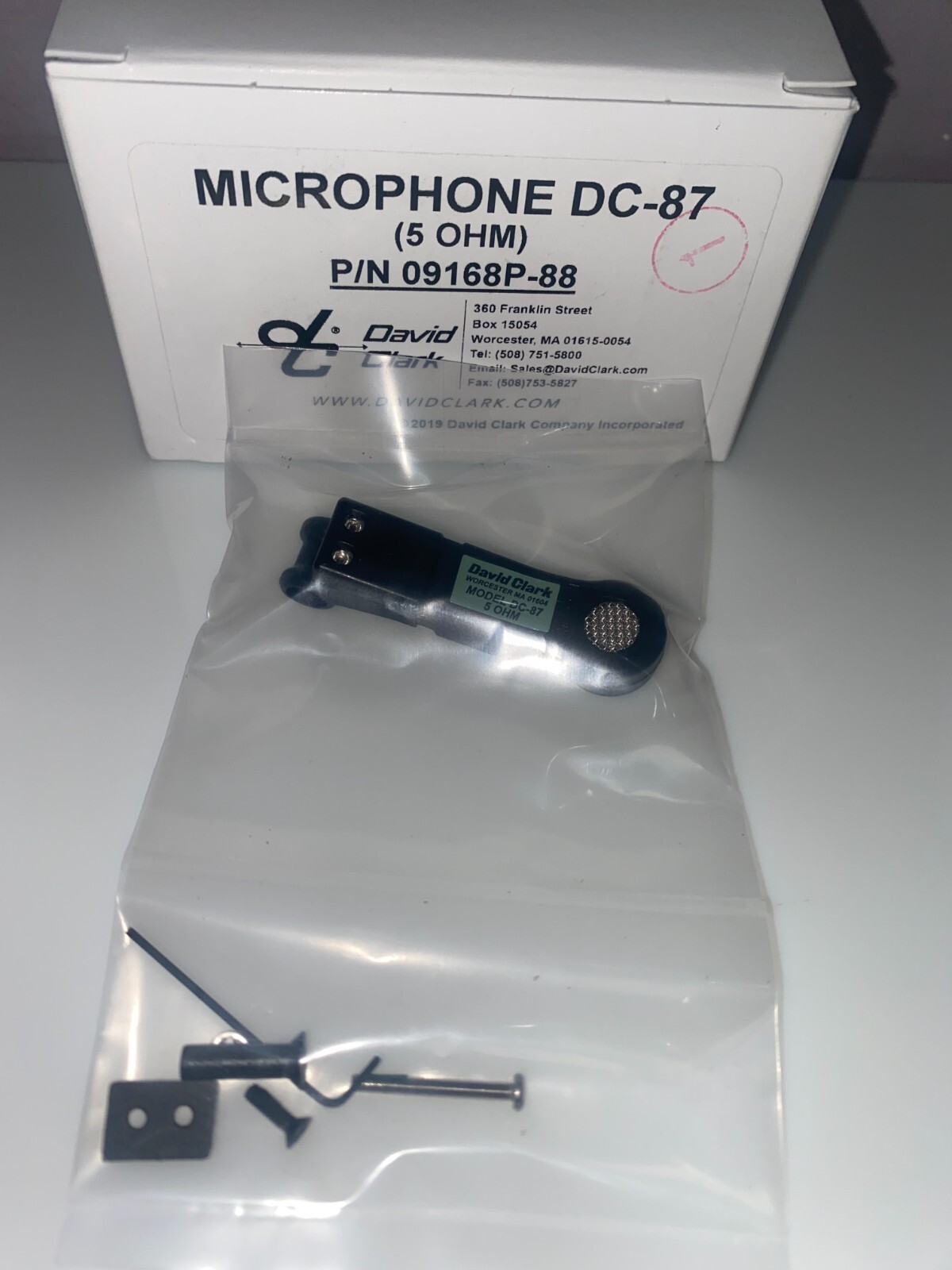 ORIGINAL DAVID CLARK MODEL DC-87 MICROPHONE p/n 09168P-88  w/ Certs, Dealer