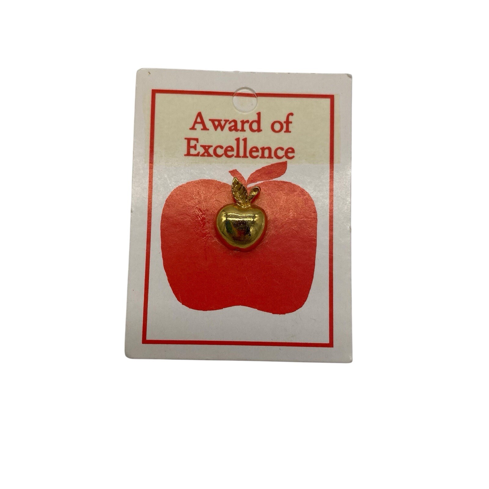 Vintage Apple Lapel Pin Gold Tone Pinback Student Teacher "Award of Excellence"