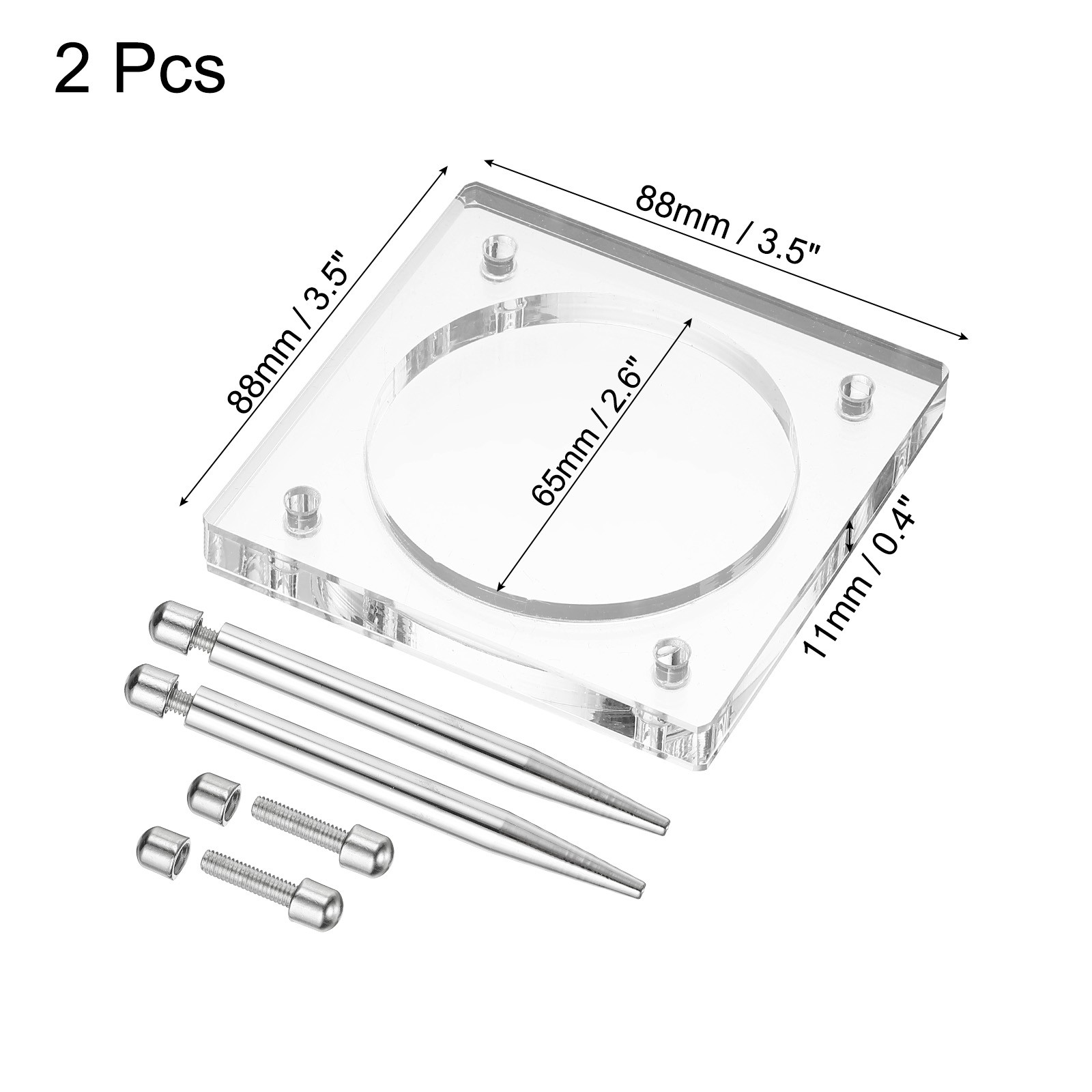 2.5" Acrylic Coin Display Frame 2Pcs 3D Floating Display Case Holder Single Slot
