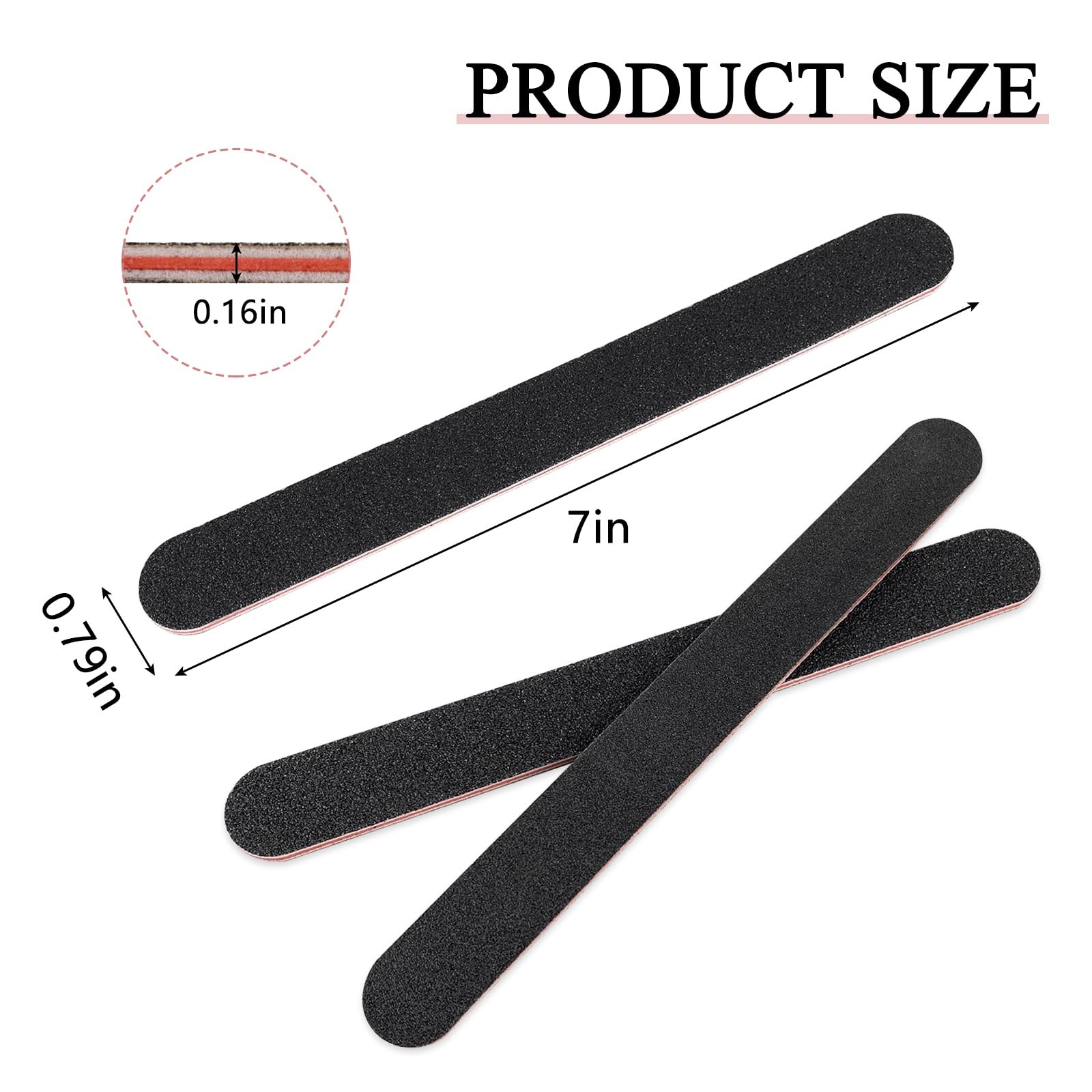 HeeYaa 10 Pack Nail Files, Professional Double 10 Count (Pack of 1), Black