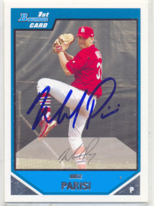 MIKE PARISI ST LOUIS CARDINALS SIGNED 2007 BOWMAN PROSPECT BASEBALL CARD