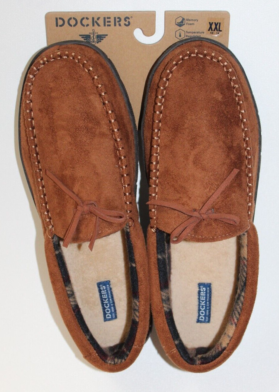 Dockers Men's Indoor/Outdoor Dark Tan Moc Moccasin Slip-on Slippers (13-14)