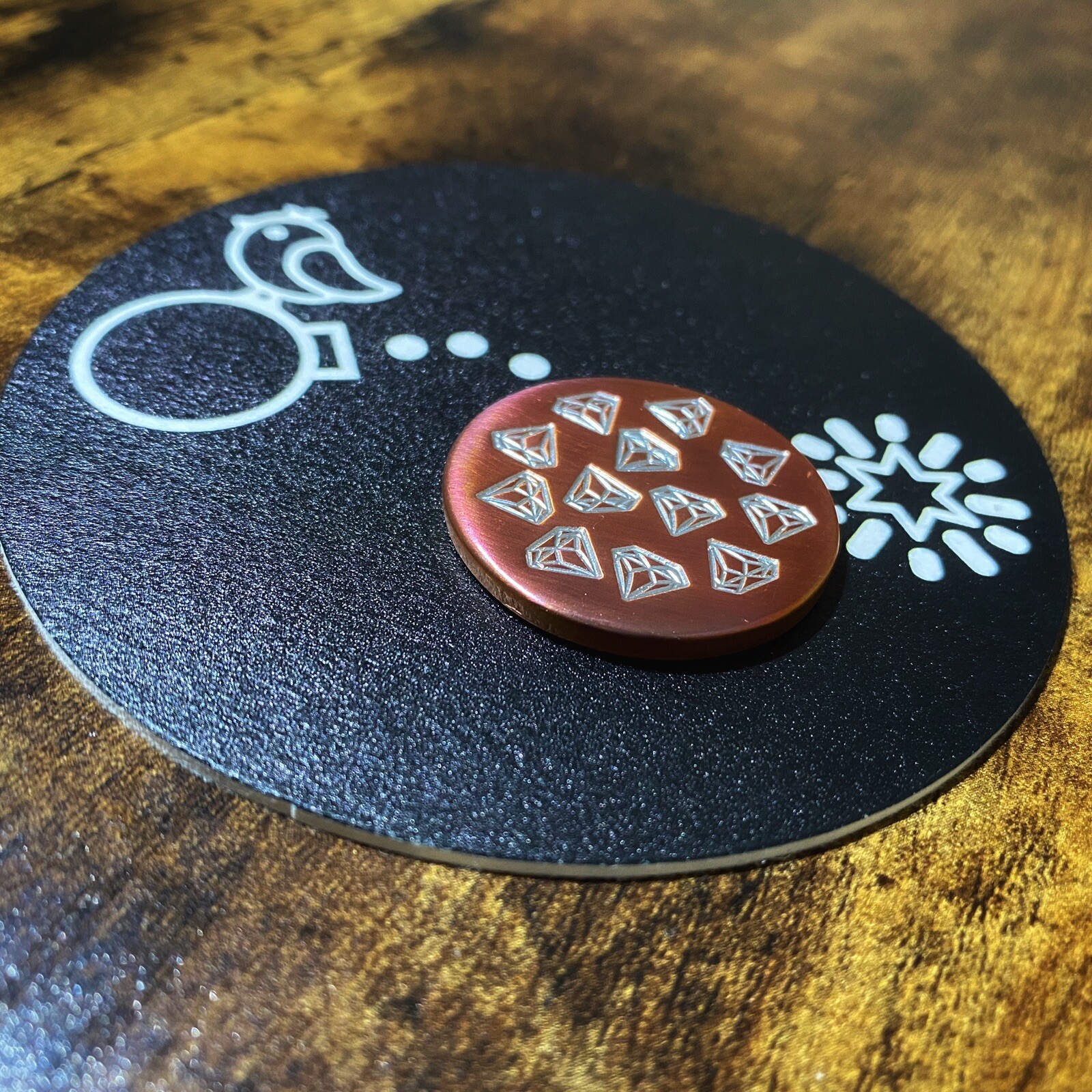 DANCING DIAMONDS! Hand Made Custom Copper Golf Ball Marker!