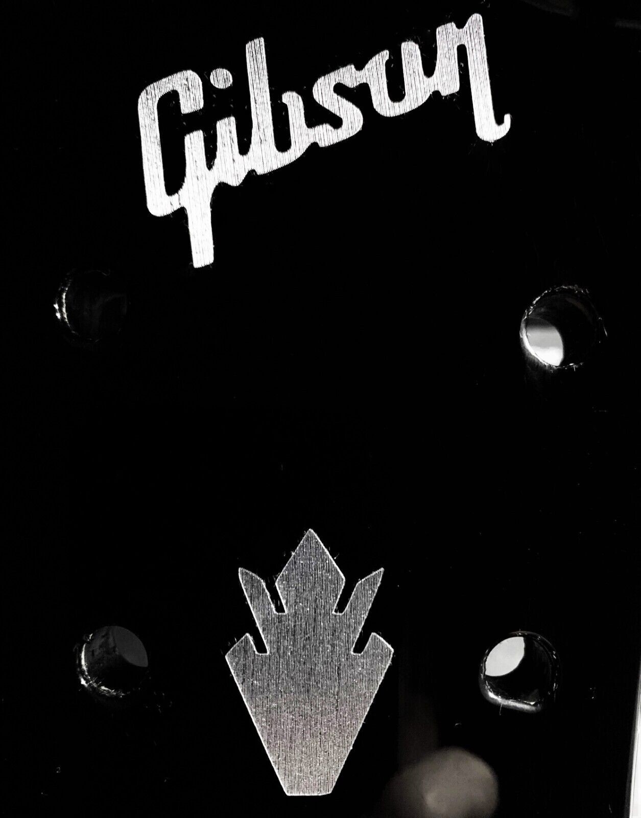 Gibson Guitar Headstock Logo & Crown, Die-Cut Brushed Nickel Decal, OEM Size USA