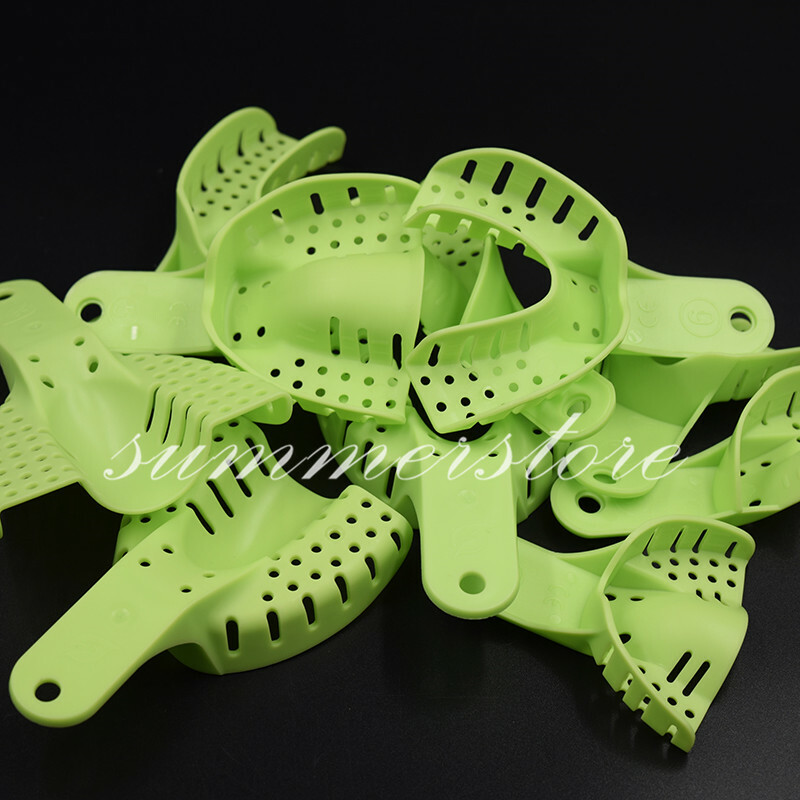 10 Pcs/Set Disposable Dental Autoclavable Green Impression Trays Central Denture