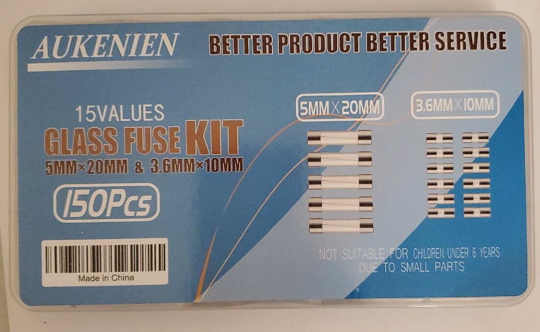 AUKENIEN Fast Blow Glass Fuses Kit 15 Values 150pcs 5x20mm 2.5A & 3.6x10mm(125V)