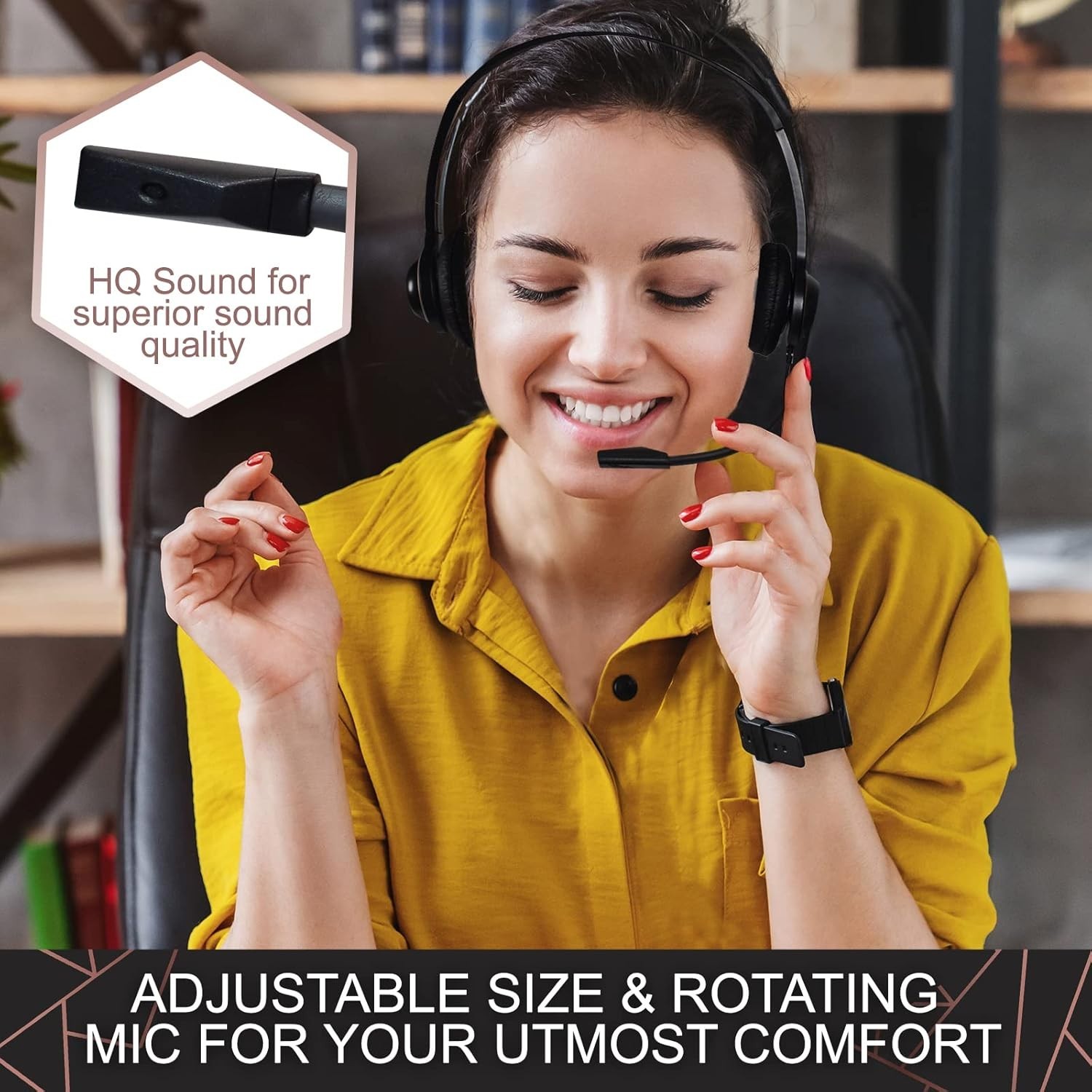 Headset with Microphone - Noise Canceling Computer Headset for Office, Meetin...