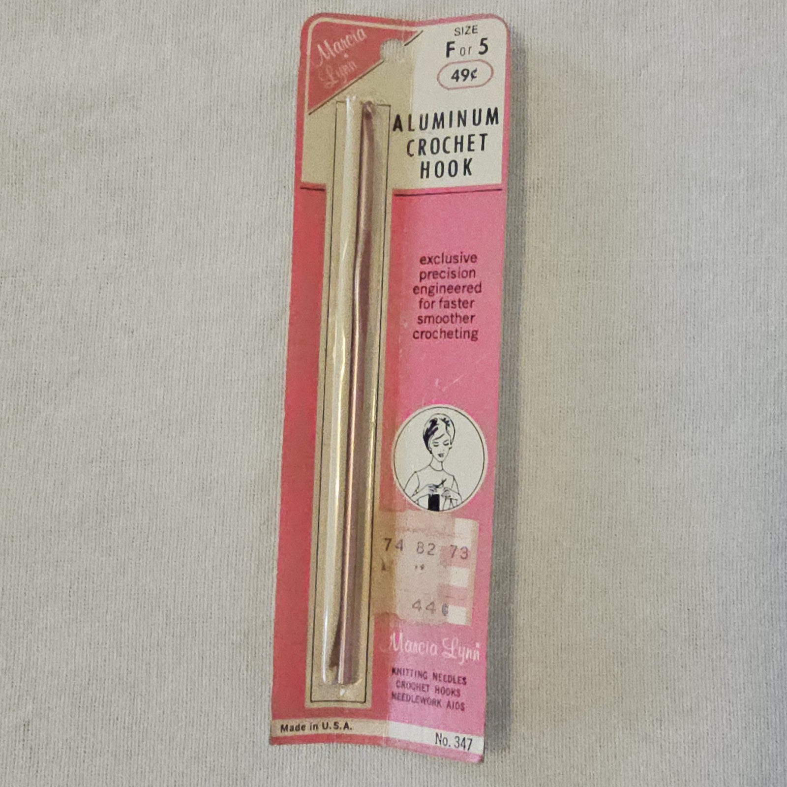 Vintage NOS Marcia Lynn Aluminum Crochet Hook F or 5