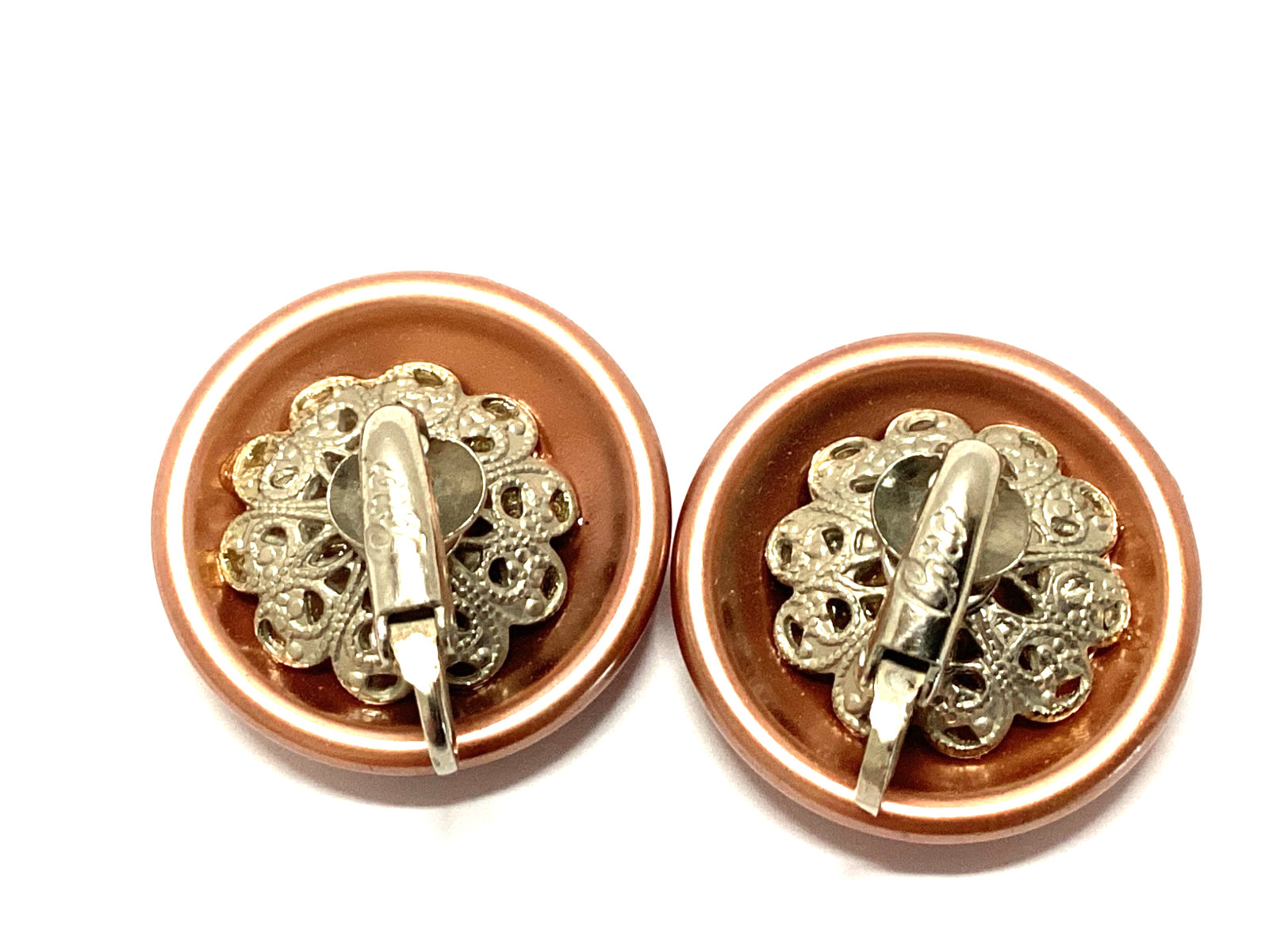 Coro Copper Color Luster Clip On Earrings-Signed READ
