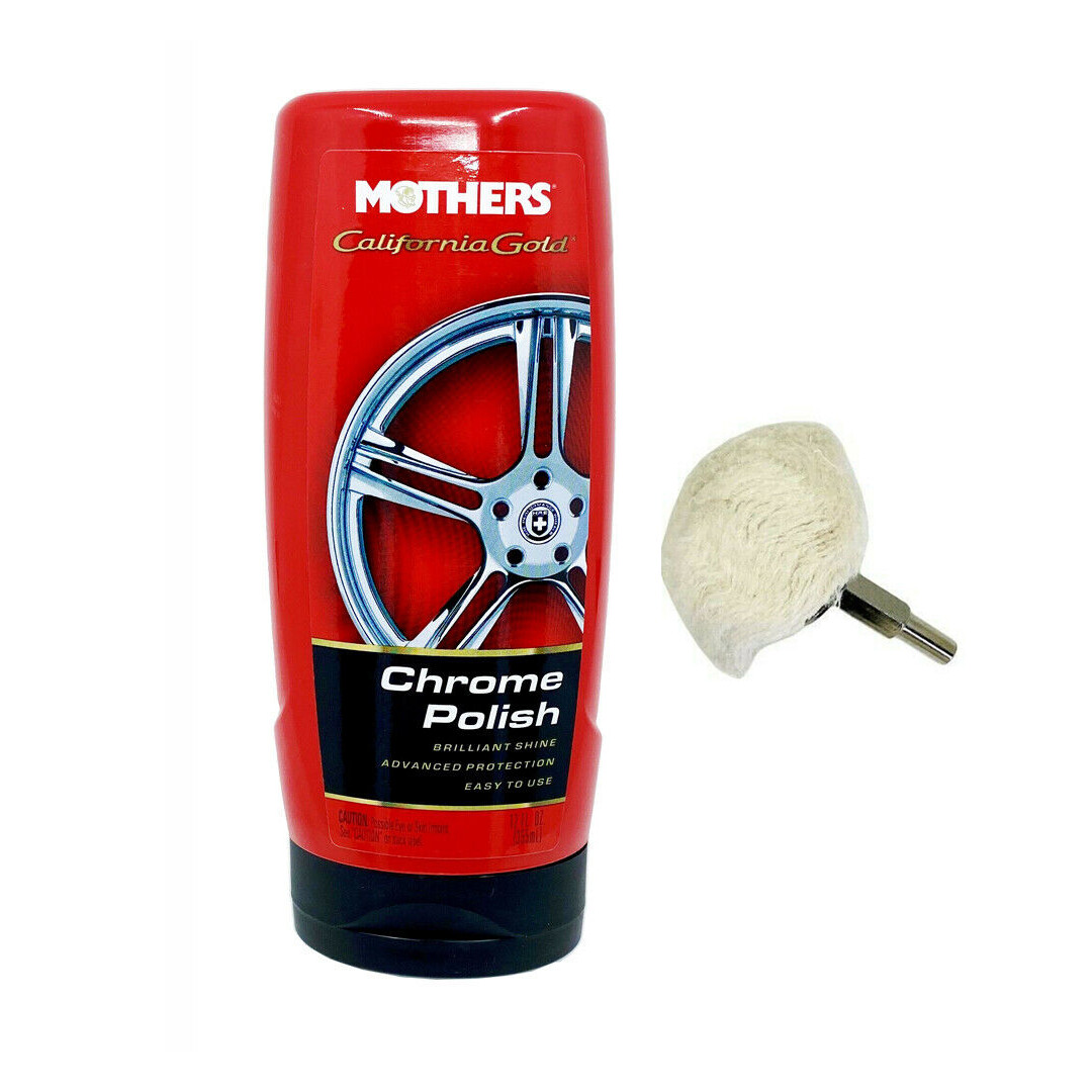 MOTHERS California Gold Chrome Polish 12oz with Wheel Polisher Buff Mag 05212