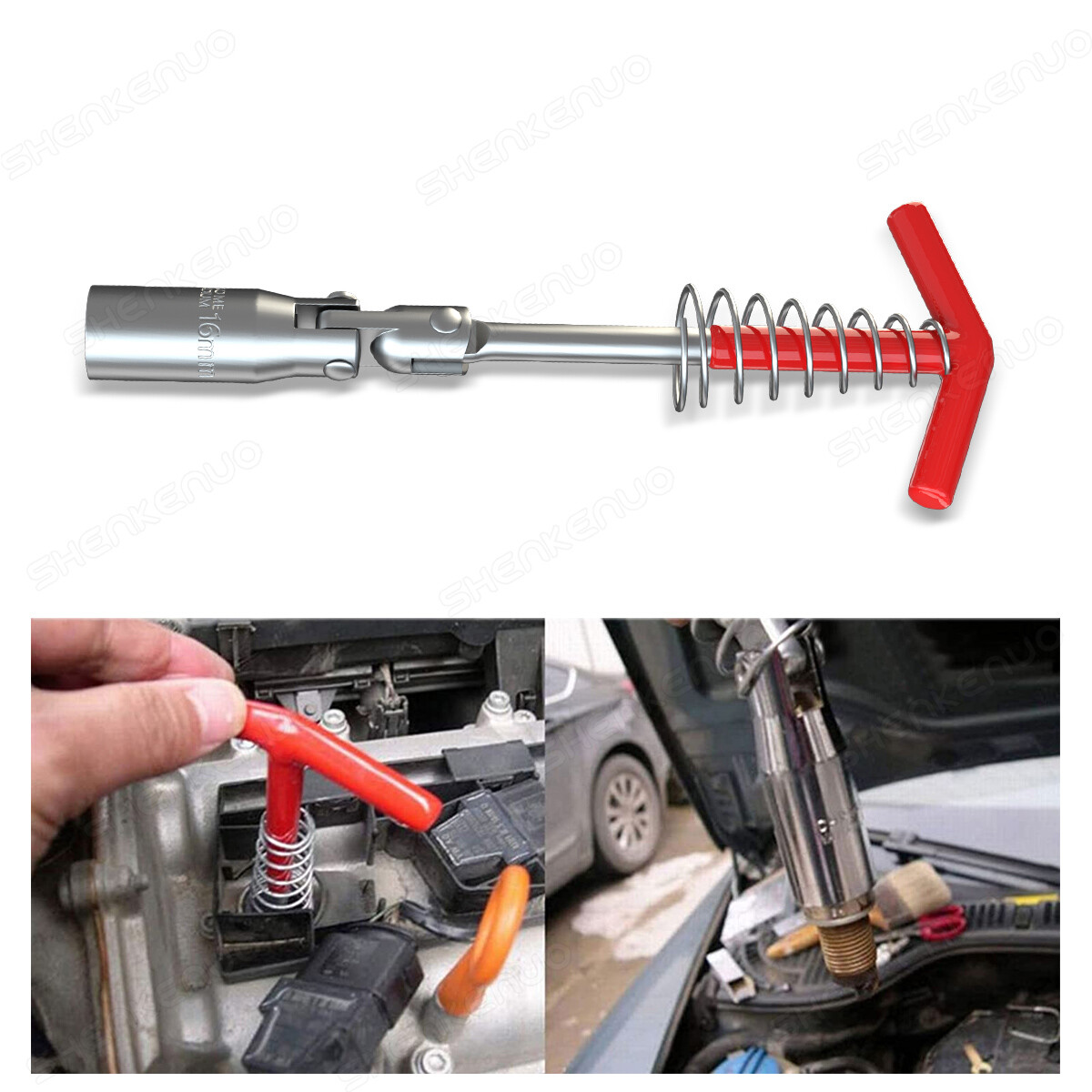 Spark Plug Removal Tool 16mm 5/8" T-Handle Flexible Spanner Socket