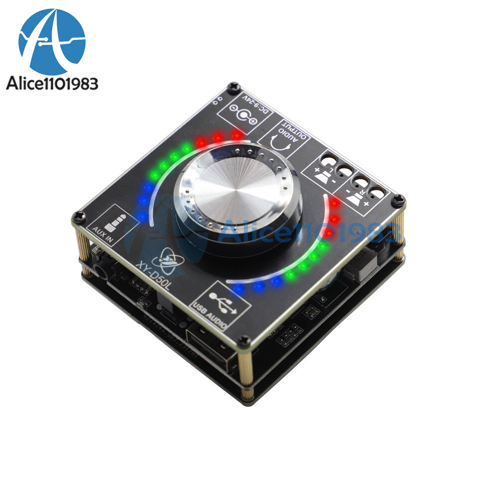 D50L Bluetooth 5.1 Stereo Audio Power Amplifier Board Rhythm Light APP Control