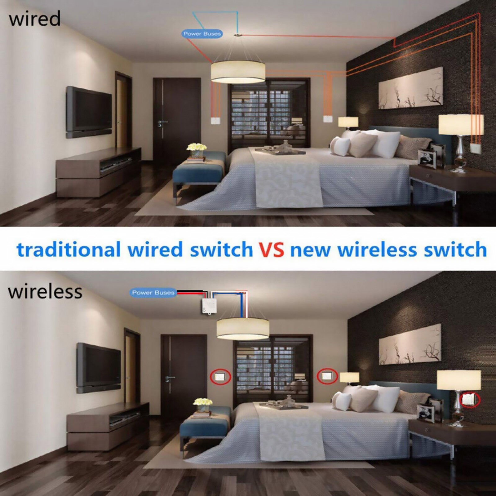 1 Set 433mhz Receiver Module Wireless Light Switch No Wiring Direct Installation