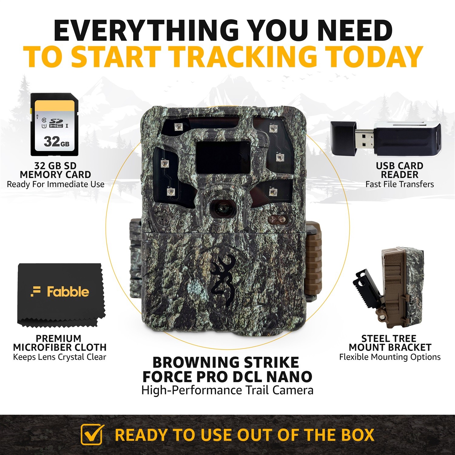 Browning Strike Force Pro DCL Nano Trail Camera Bundle 32GB SD Card + Accs Kit!!