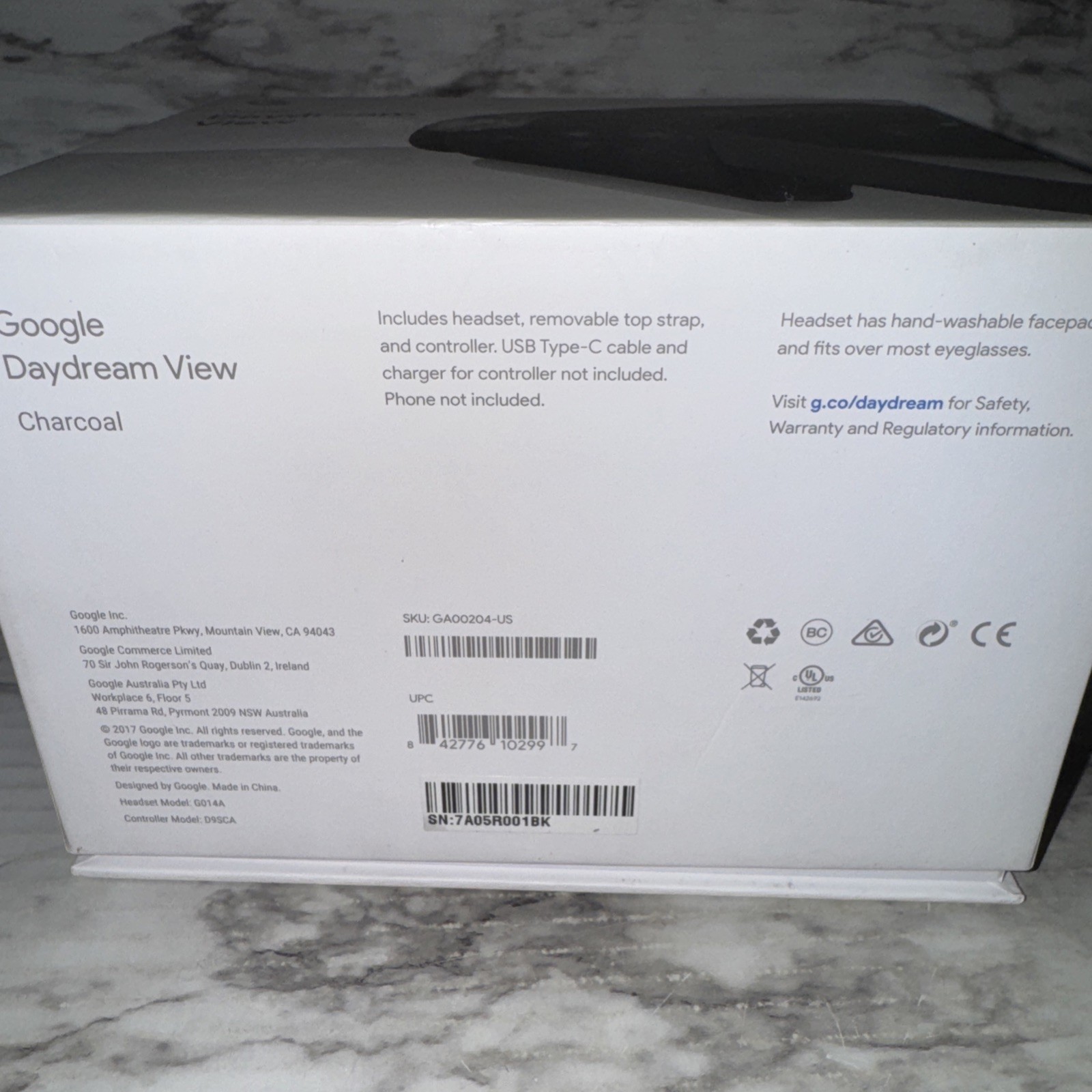 Google Daydream View VR Headset 2017 Charcoal GA014A-US