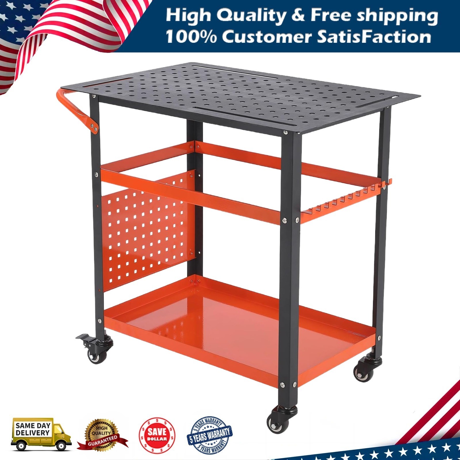 36x24" Welding Table Heavy Duty Steel Welding Fixture Table 5/8" Holes &Pegboard