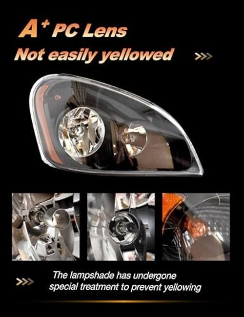 Headlight Replacement for Freightliner Cascadia 2008 2009 Black Front Right