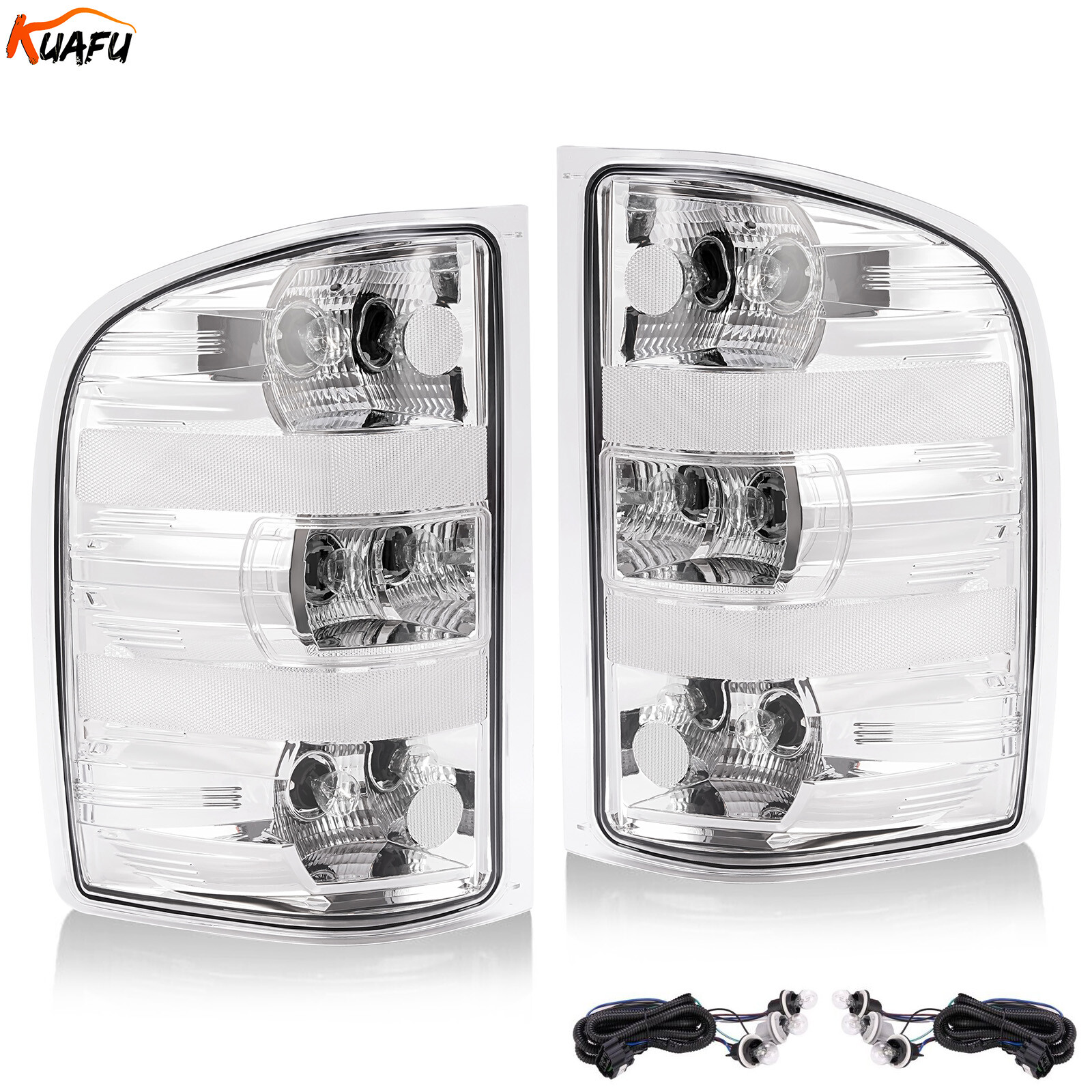 Tail Lights Lamps w/Bulbs For Chevy Silverado 1500 2500HD 3500HD 2007-2013 2014