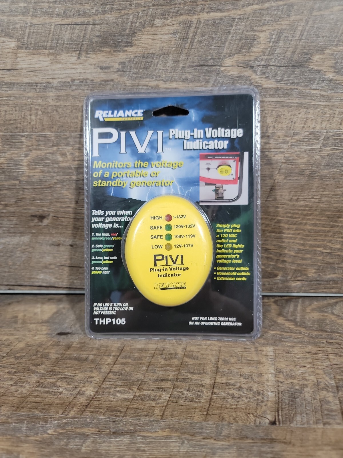 Reliance Controls PIVI Generator Tester 12-132 volts Yellow LED THP105