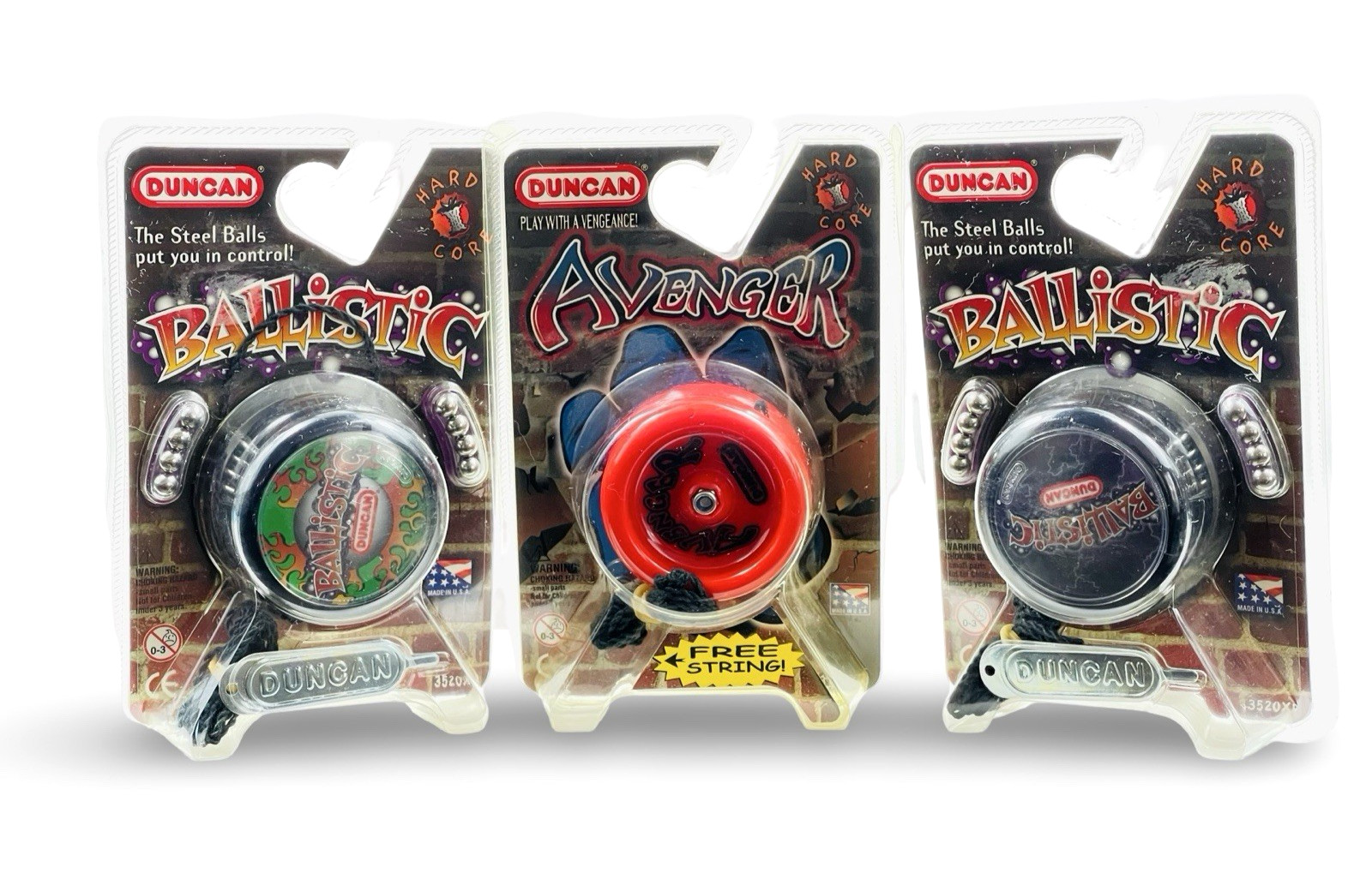 Assorted (3) Hard Core Duncan Yo-Yo's - 1990s Avenger and Ballistic