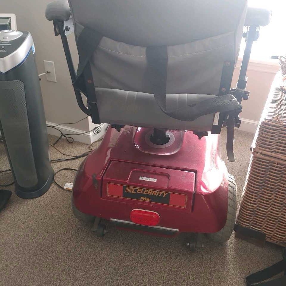 Pride Celebrity 3-Wheeled Red Mobility Scooter with Storage Compartment